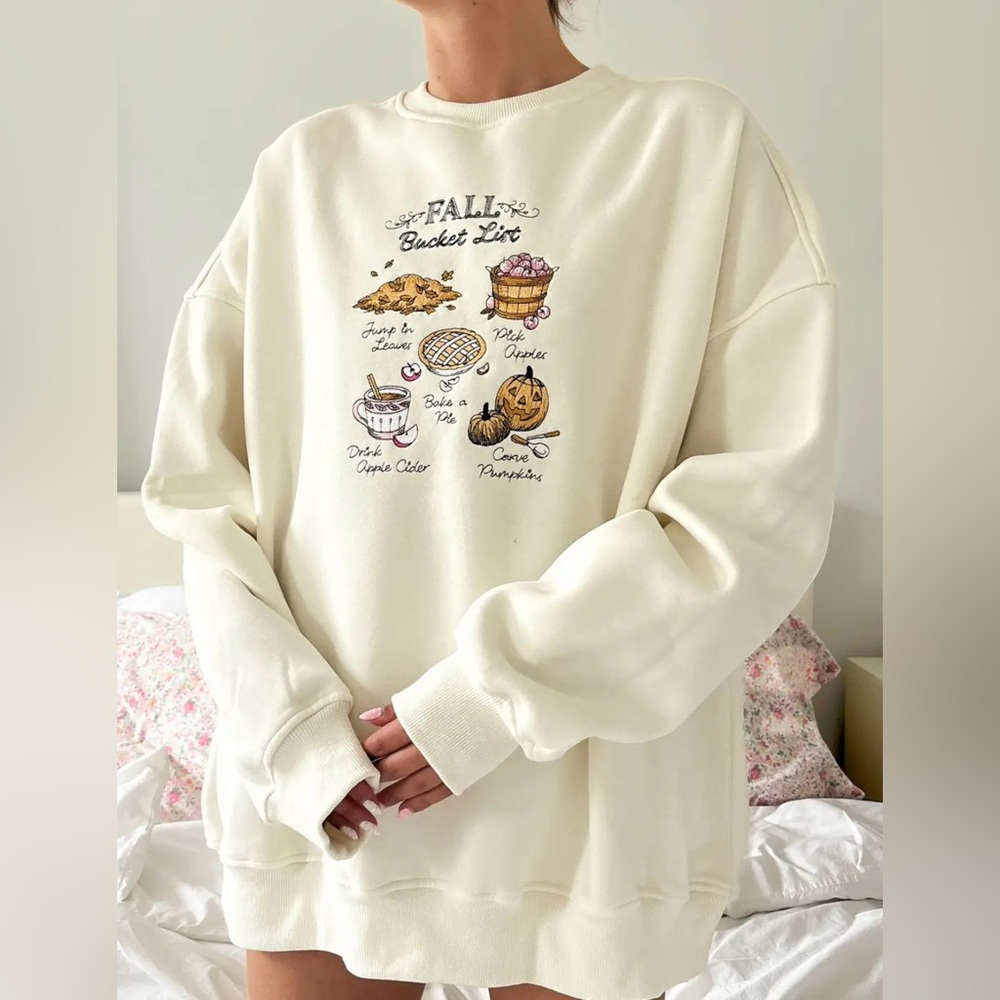 NEW Cream Fall Bucket List Sweatshirt